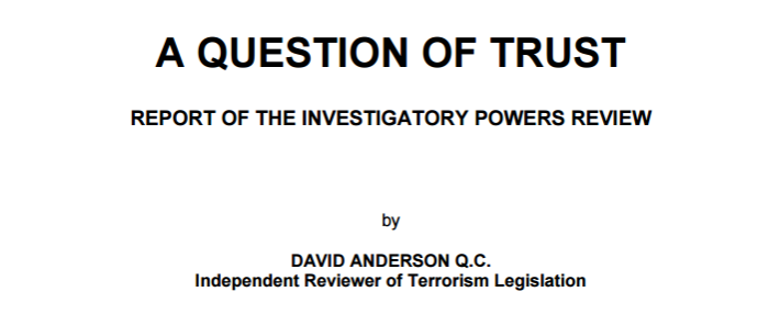 David Anderson A Question of Trust report cover