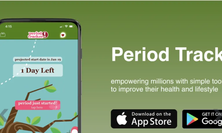 GP apps website advertising the period tracker