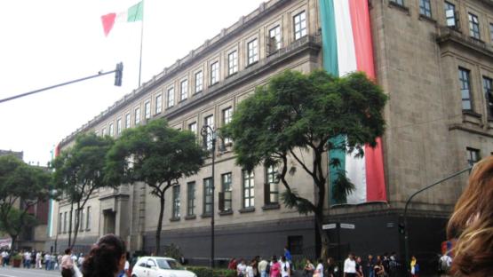 Building with Mexican flag
