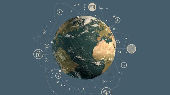 Depiction of an earth globe with data around