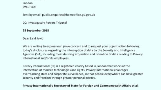 Letter to Home Secretary