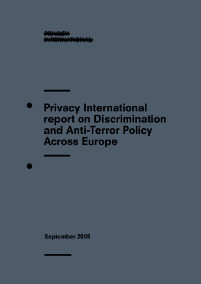 Privacy International report on Discrimination and Anti-Terror Policy Across Europe