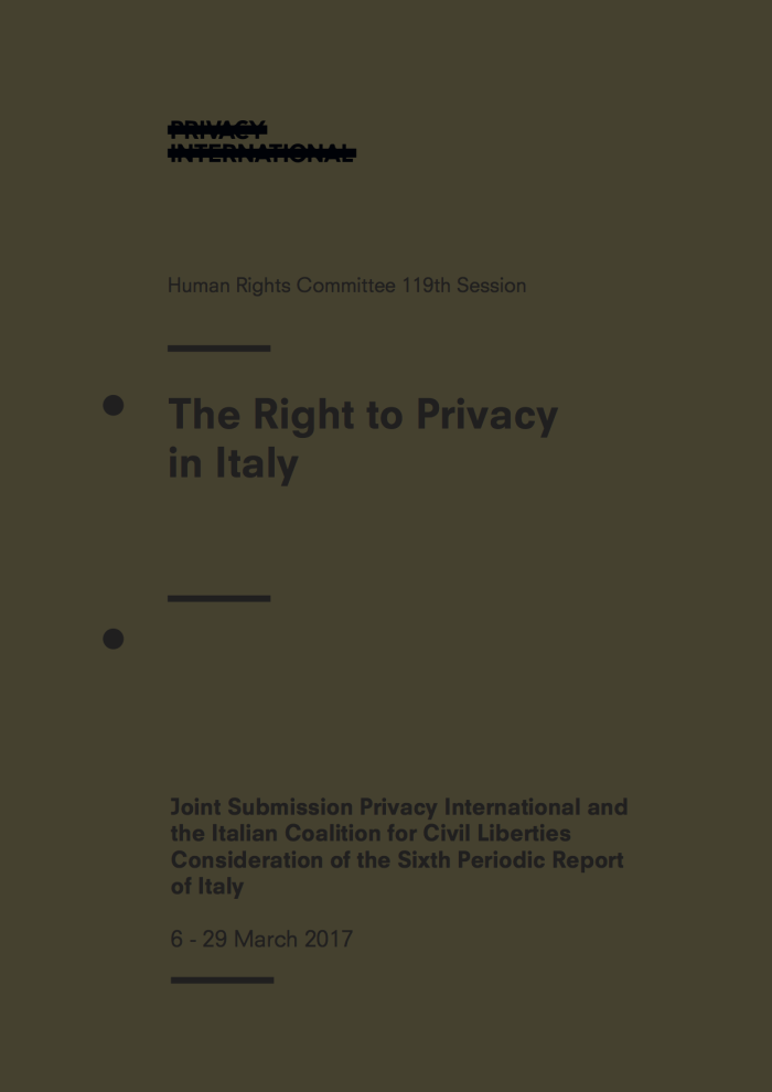 Joint Submission on the Right to Privacy in Italy, Human Rights Committee, 119th Session