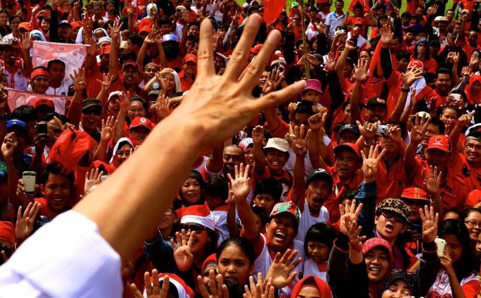 political rally crowd in Indonesia