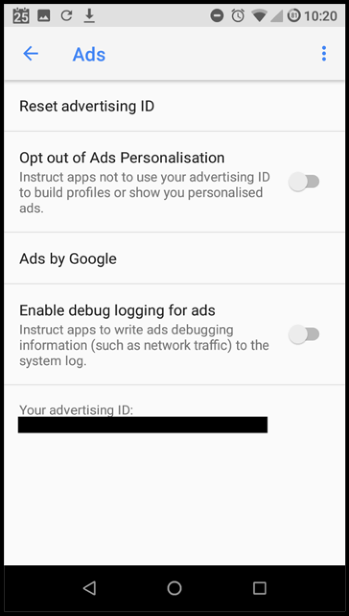 4. Toggle off “Opt out of Ads Personalisation”