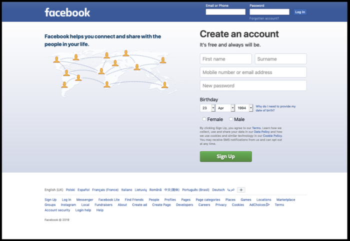 1. Go to facebook.com and log in