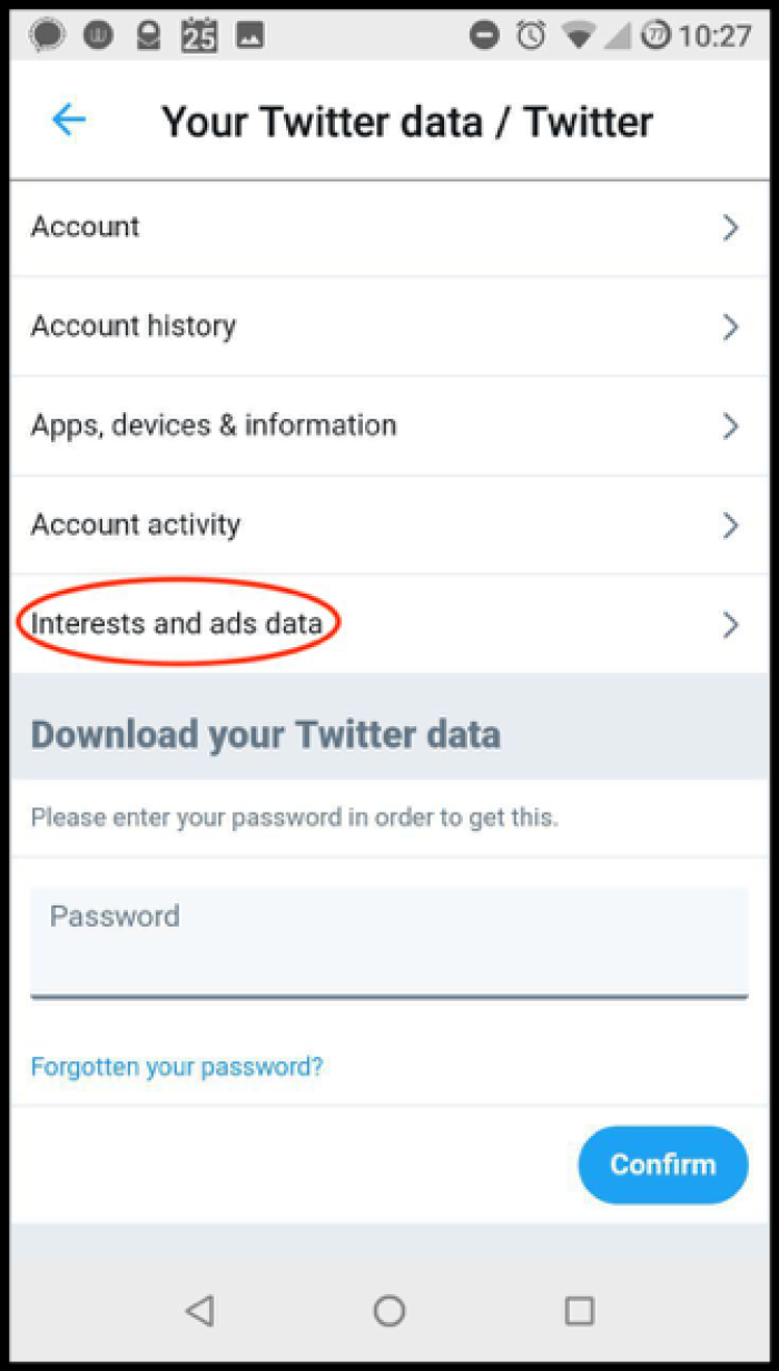 Then click interest and ads data