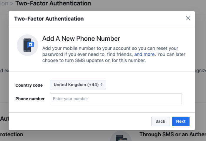 Add a phone number for 2FA