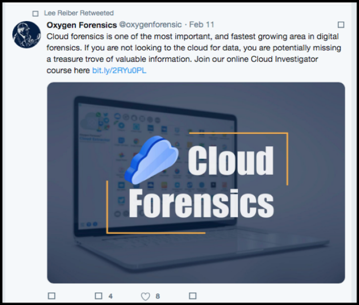 Oxygen forensics tweet