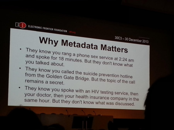 EFF slide on why Metadata Matters