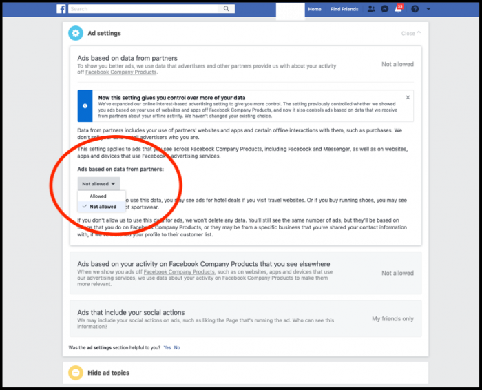 5. Click on each section and mark Not Allowed