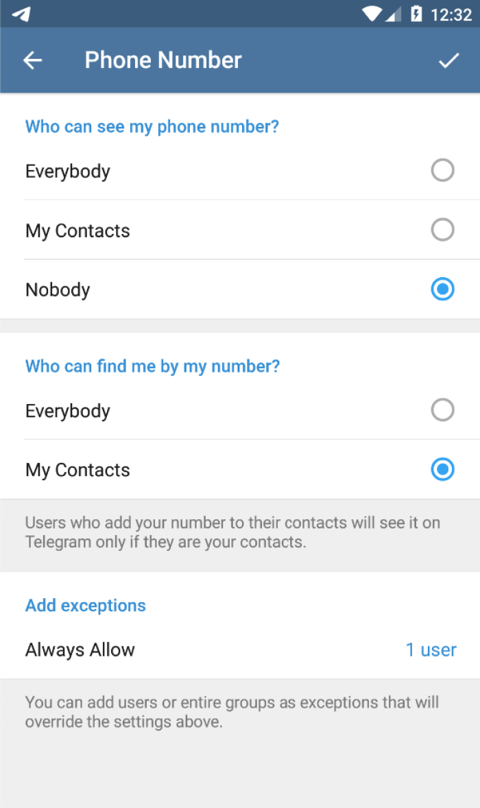 Telegram - Account settings | Privacy International