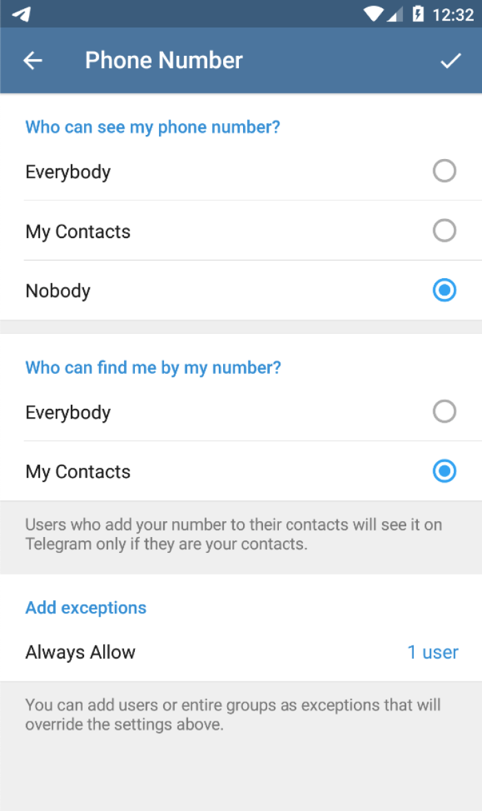 Phone number visibility