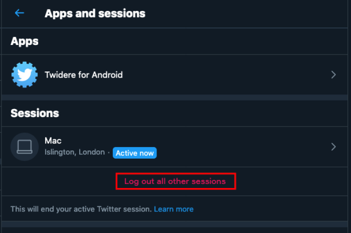 Log out all sessions and remove apps you don't recognize