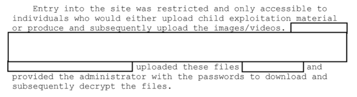 Screenshot from the FBI disclosures describing Operation Pacifier.