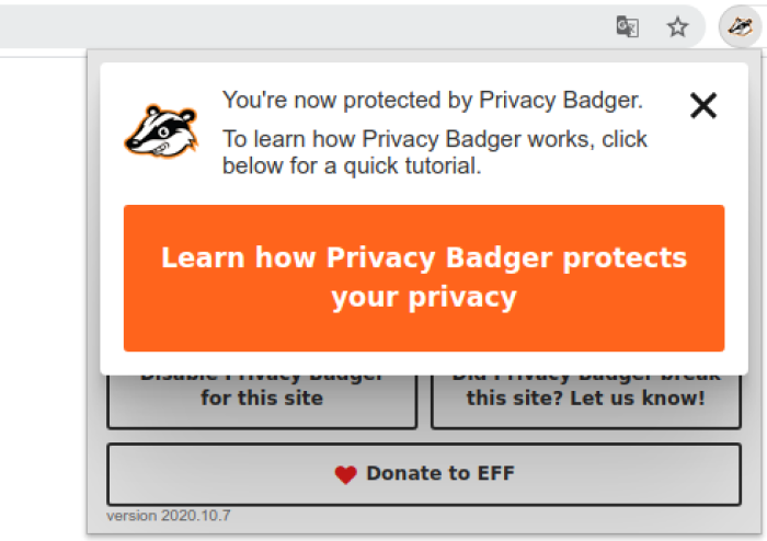 Fig. 5: Aprende cómo Privacy Badger protege tu privacidad