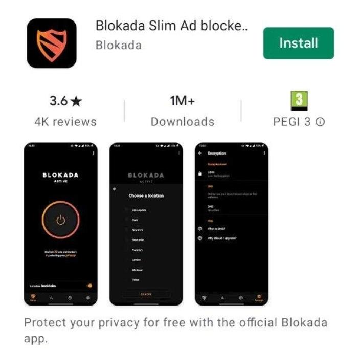 Página de Blokada en la Play Store