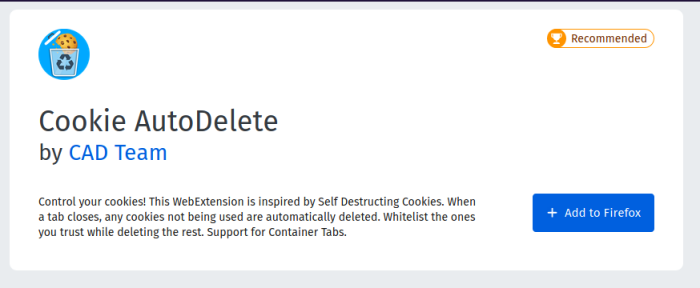 Fig. 1: Download Cookie AutoDelete