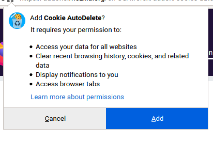 Fig. 2: Add Cookie AutoDelete to Firefox