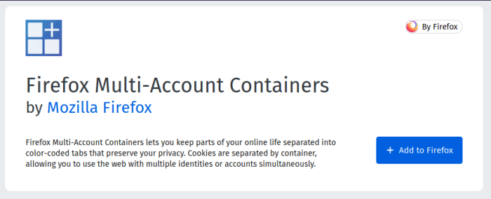 Fig. 1: Download Firefox Multi-Account Containers