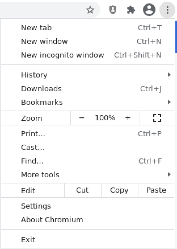 Menú de configuración de Chrome