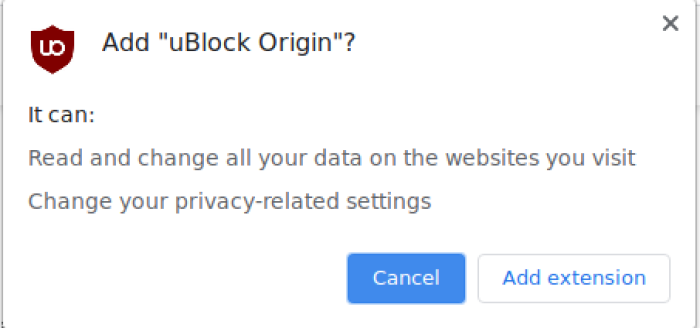  Add uBlock Origin to Chrome prompt