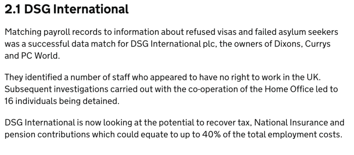 Screenshot taken from Cabinet Office’s private sector case-studies.