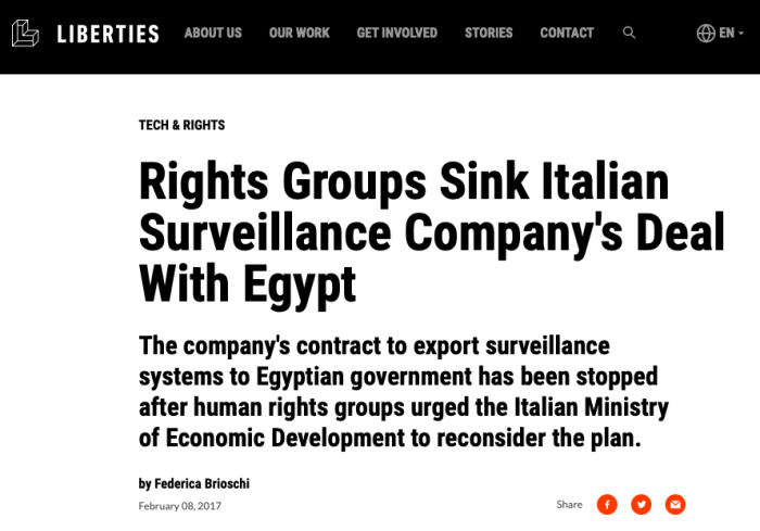 Liberties Egypt Export Control Italy Surveillance