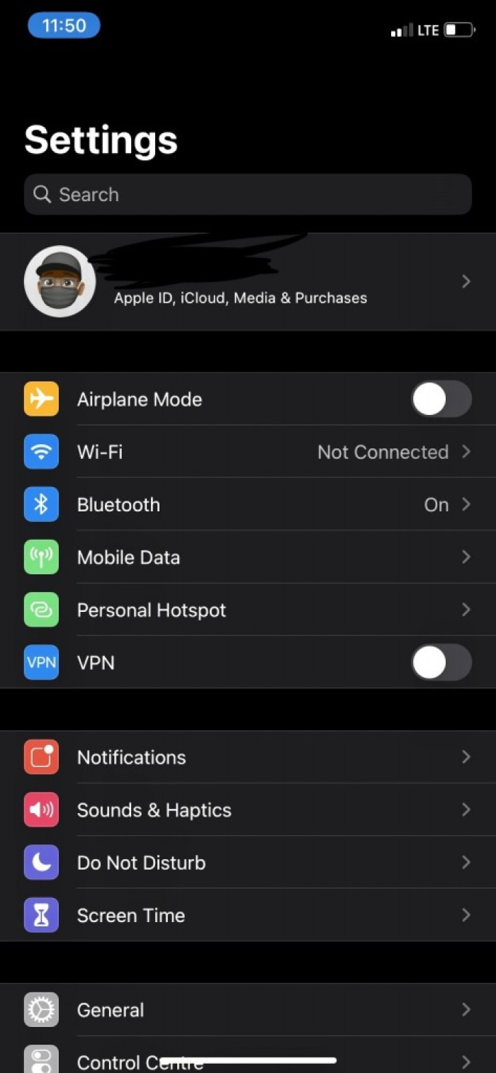 Image showing general settings menu