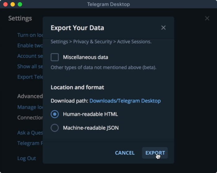 How to select format of the data