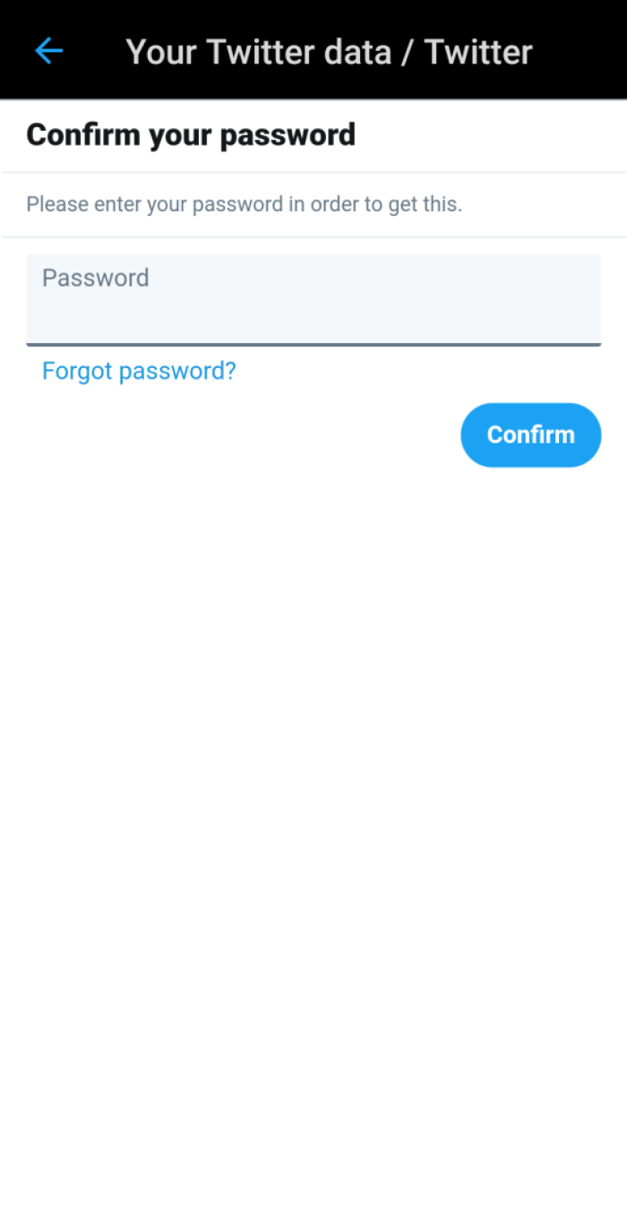 Second loging page for Twitter app
