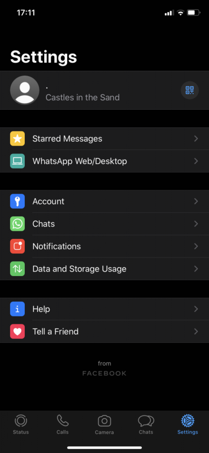 Image showing WhatsApp settings menu