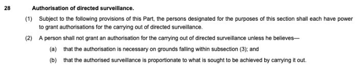 Screenshot of s. 29 of the Regulation of Investigatory Powers Act 2000 (RIPA))