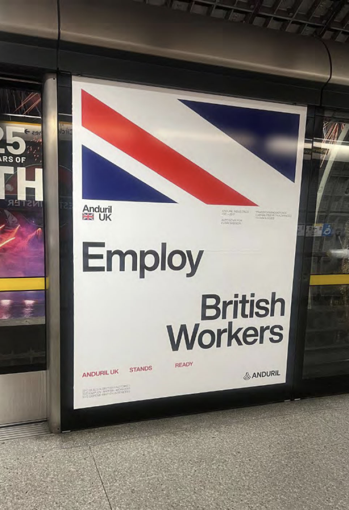 Anduril Advertisement on London Underground