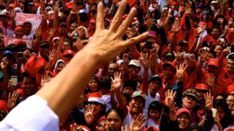 political rally crowd in Indonesia