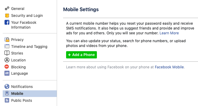 Facebook login mobile number