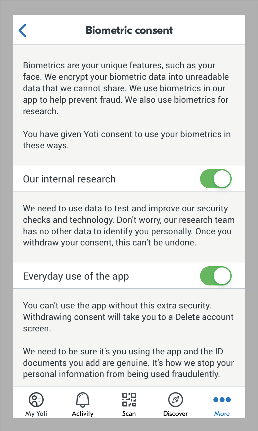 biometrics settings