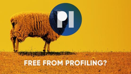 Sheep with PI logo on its face, text reading "FREE FROM PROFILING"