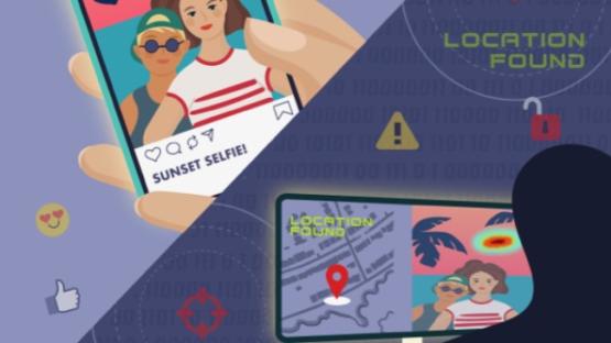 Report cover showing a couple on holidays being geolocated