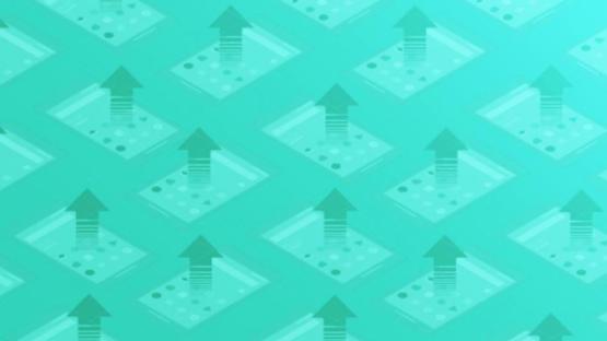 a repeating image of a phone with an arrow going out to symbolise data extraction