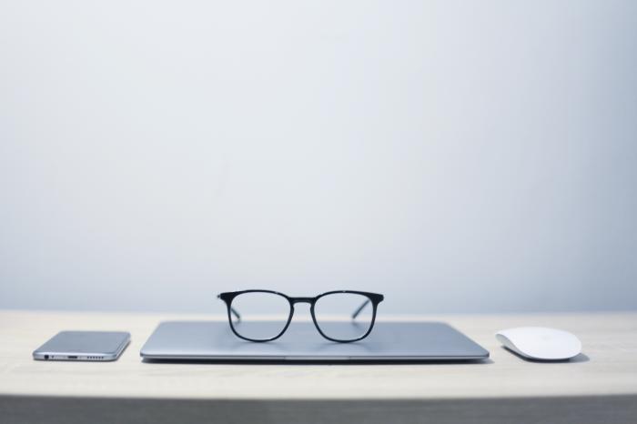 glasses on a laptop