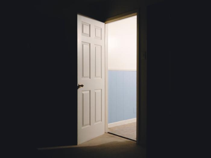 open door with bright light