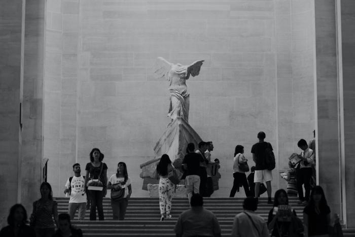 Monument of Winged Victory of Samothrace, exhibited at the Louvre Museum in Paris, France.