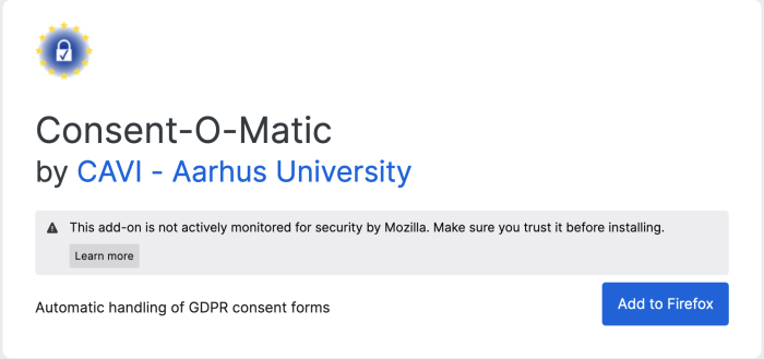 pop up window to download Consentomatic