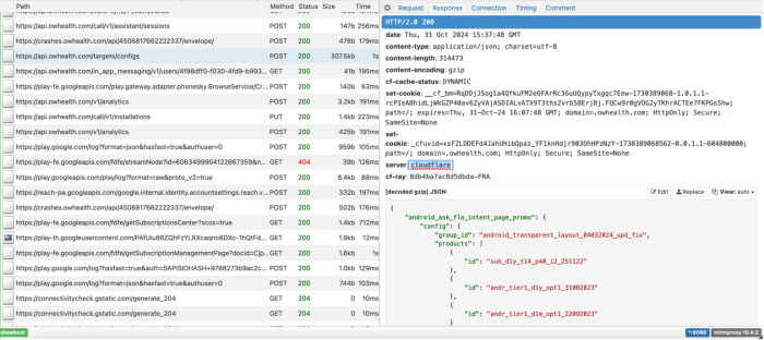 The response to the above data request, screenshot of Flo data on the DIE.