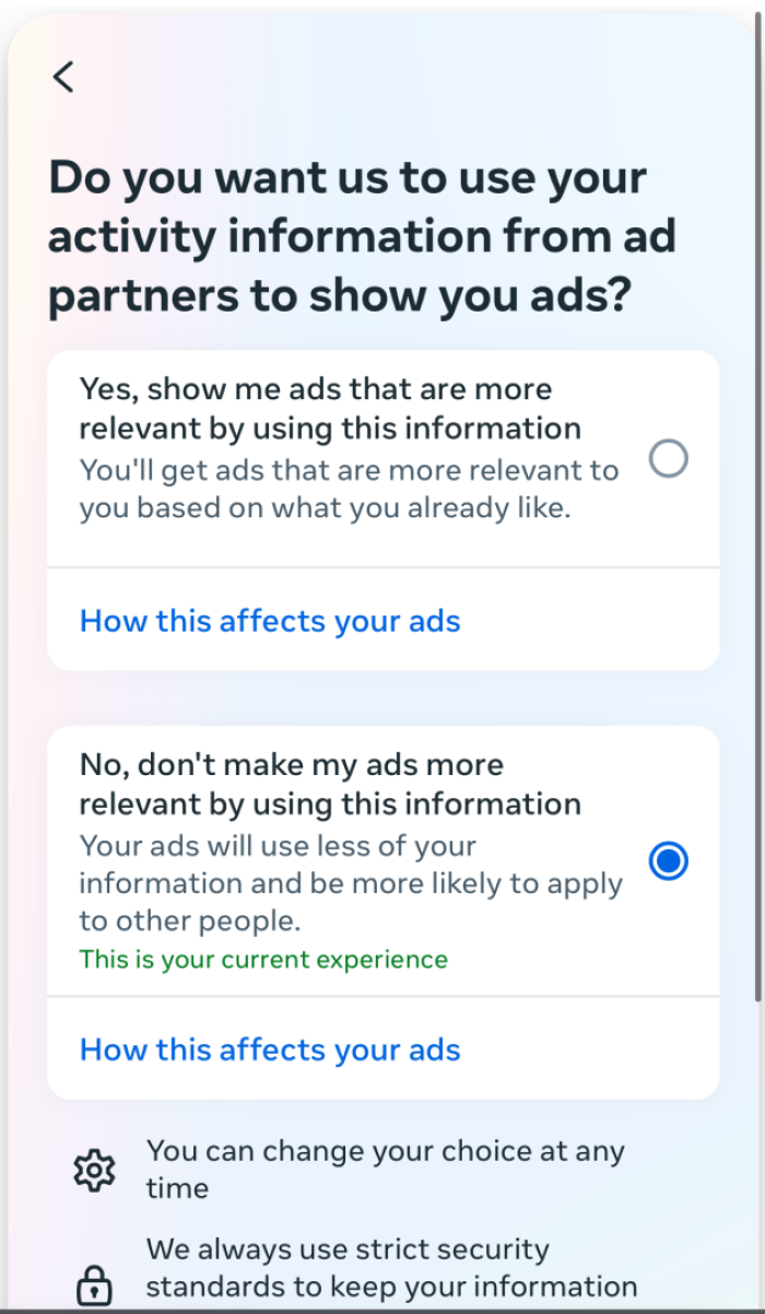 Opt out of targeted ads
