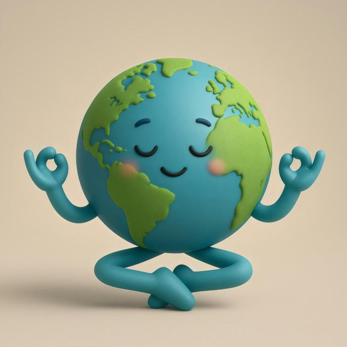 A smiling cartoon earth