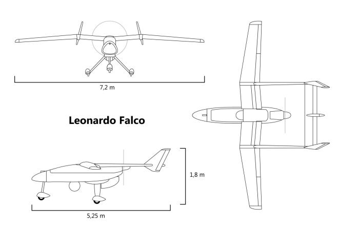 Leonardo Falco UAV drawing lines and proportions