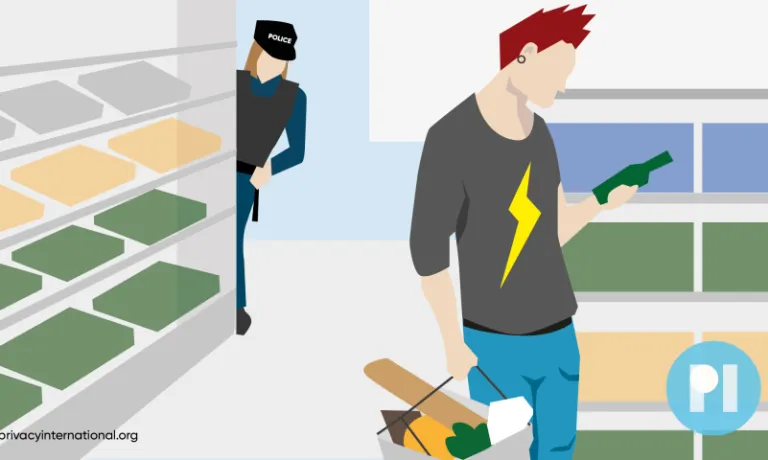 Drawing of a person buying from a shop