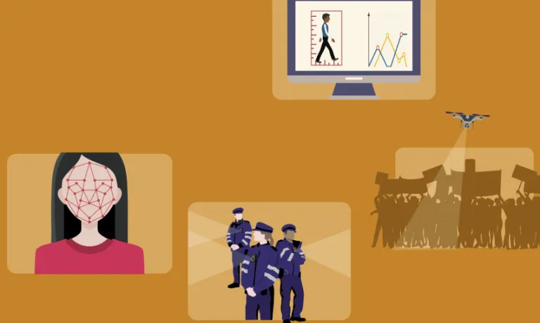 various graphics of face and body surveillance